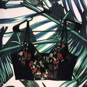 Black flower detail lingerie bra